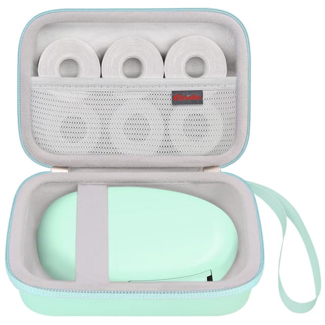 Elonbo Carrying Case for SUPVAN E10 Bluetooth Label Maker Machine, Portable Mini Thermal Label Printer Storage Holder, Wireless Small Handheld Sticker Maker Travel Bag, Pocket Fits Paper, Green