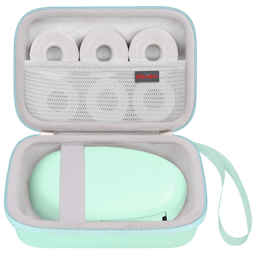 Elonbo Carrying Case for SUPVAN E10 Bluetooth Label Maker Machine, Portable Mini Thermal Label Printer Storage Holder, Wireless Small Handheld Sticker Maker Travel Bag, Pocket Fits Paper, Green