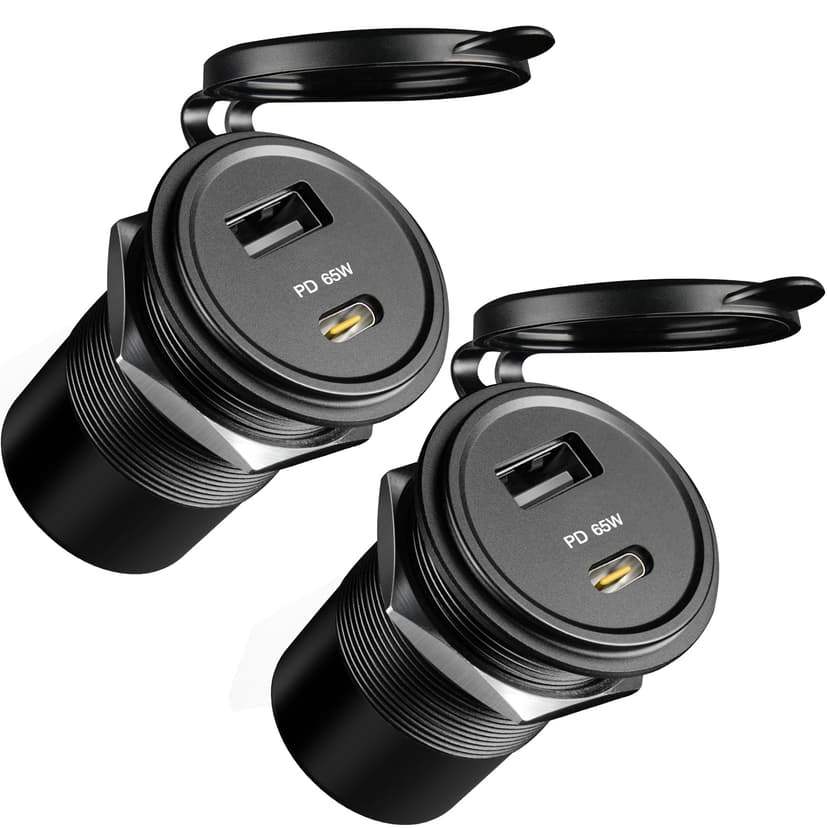 Acegoo 83W 12V USB Outlet PD 65W Type-C QC3.0 18W USB-A Dual Port Fast Charging Socket for Laptop, Waterproof Car Charger Replacement Accessories for RV Camper Trailer Boat Truck Golf (2 Pcs)