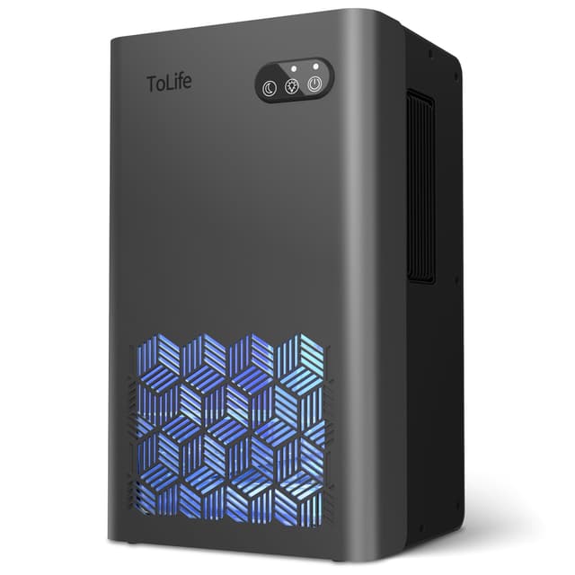 ToLife Dehumidifier for Home 95 OZ Water Tank, 1000 sq.ft Dehumidifiers for Basement Bedroom Bathroom with Auto Shut Off 7 Colors LED Light, Grey