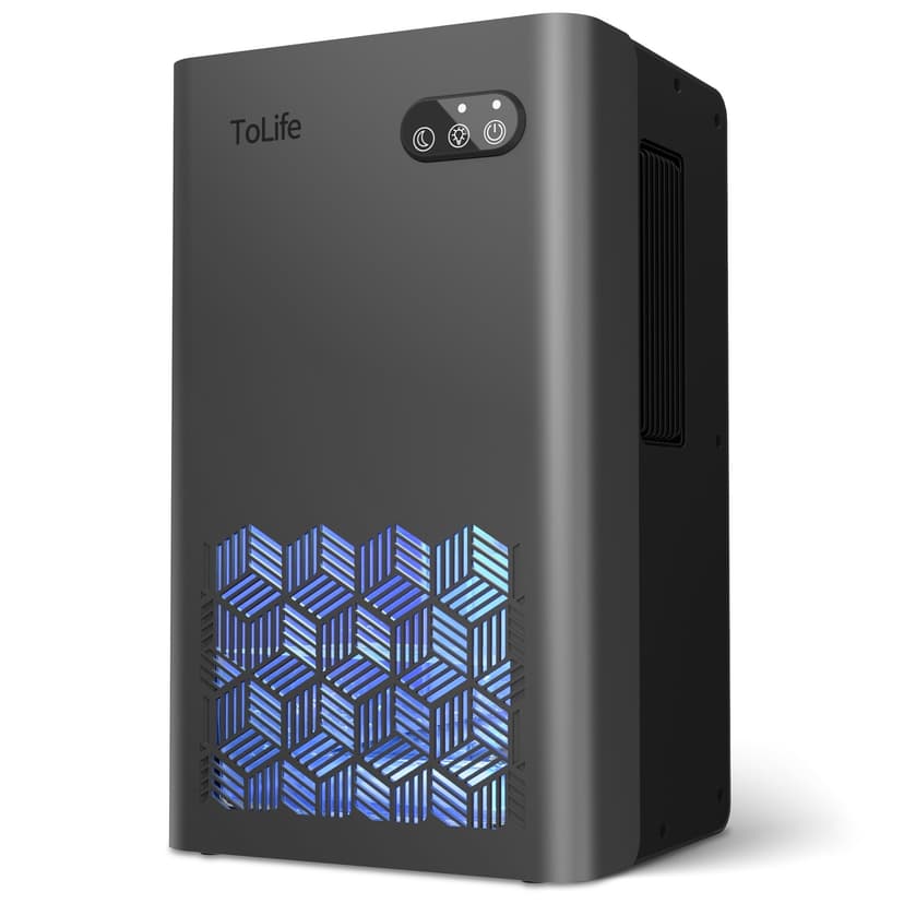 ToLife Dehumidifier for Home 95 OZ Water Tank, 1000 sq.ft Dehumidifiers for Basement Bedroom Bathroom with Auto Shut Off 7 Colors LED Light, Grey