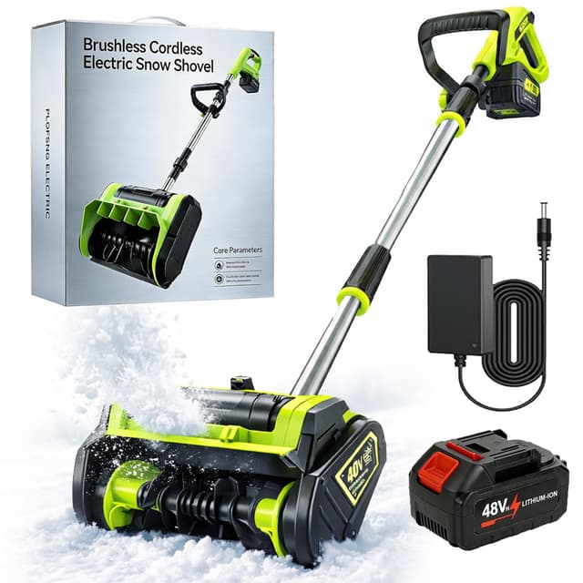 40V Cordless Brushless Snow Shovel, 13Inch Electric Snow Blower with 2X 4.0Ah Batteries & Charger, Battery-Powered Snow Removal with 26FT Throw Distance for Patio, Deck, Driveway (with 1 Battery)