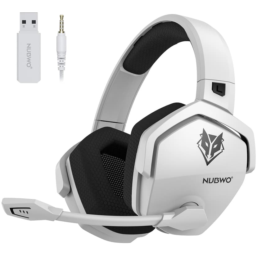 NUBWO Wireless Gaming Headset with Mic for Ps5 Ps4 PC, Zero Interference, 100-Hour Battery All-Day Play, 23ms Sync​ for Fortnite & Call of Duty/FPS Gamers, Triple Mode All Devices Compatible - White