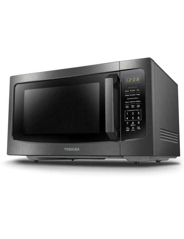 TOSHIBA ML-EM45P(BS) Countertop Microwave Oven with Smart Sensor and 13.6" Removable Position Memory Turntable, Sound On/Off Function, 1200W, 1.6 Cu.ft, Black Stainless Steel