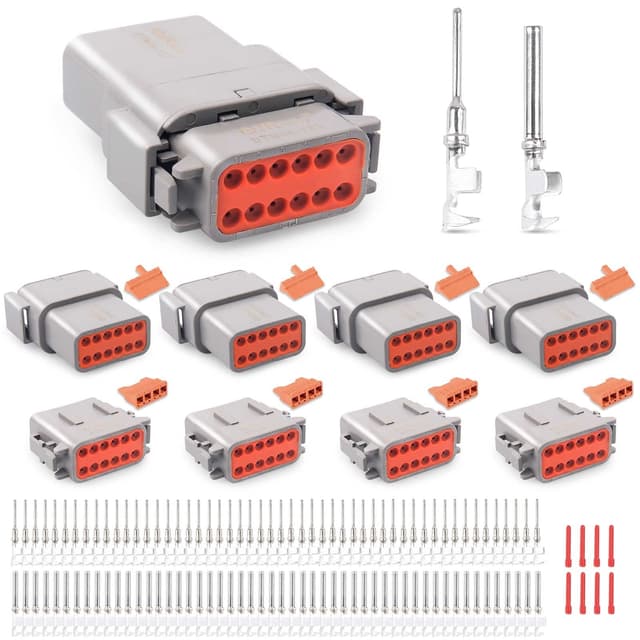 JRready ST6329-12 Deutsch DTM Gray 12 Pin Connector(4 Sets), Waterproof Electrical Wire Connectors with Size 20 Stamped Contacts 16-22 AWG for Truck, Motorcycle, Off-Road Vehicles, Marine.