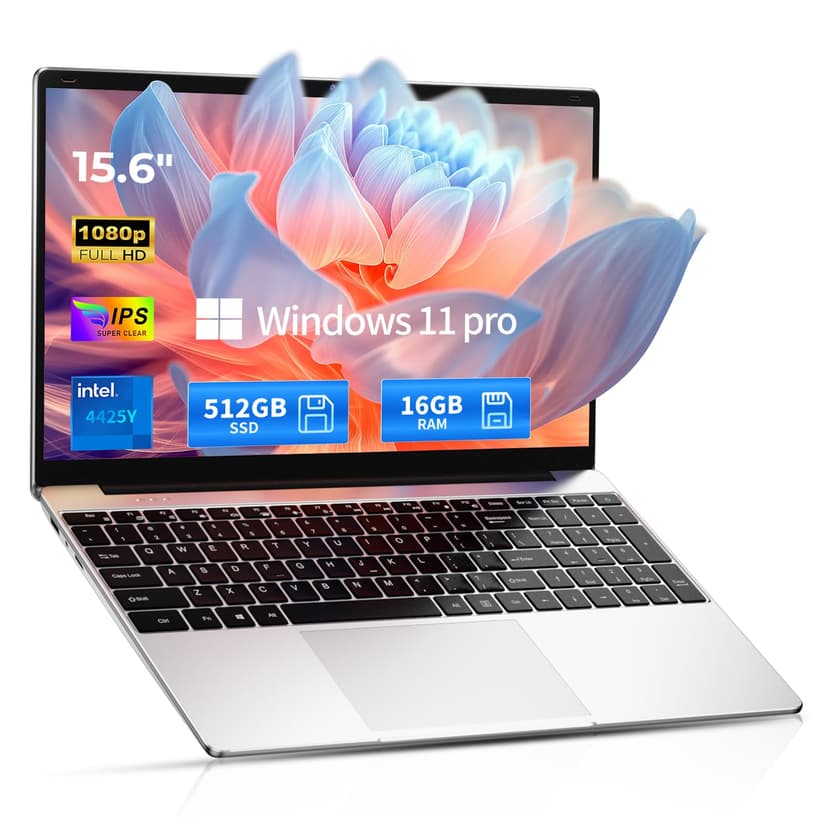 2026 15.6" Traditional Laptop Computer for Work and Study, 16GB RAM 512GB SSD, 4425Y up to 1.7GHz, Windows 11 Pro with Office 365, FHD 1080P IPS Display, 4H Battery, 3.5 lbs Portable, Natural Silver