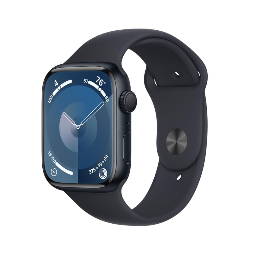 Apple Watch Series 9 [GPS 45mm] Midnight Aluminum Case with Midnight Sport Band, S/M (Renewed)