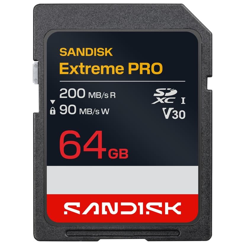 SANDISK 64GB Extreme PRO SD UHS-I Card - Up to 200MB/s Read Speed and 90MB/s Write Speed, 4K UHD, Full HD, U3, and V30 - SDSDXXU-064G-GSCIN
