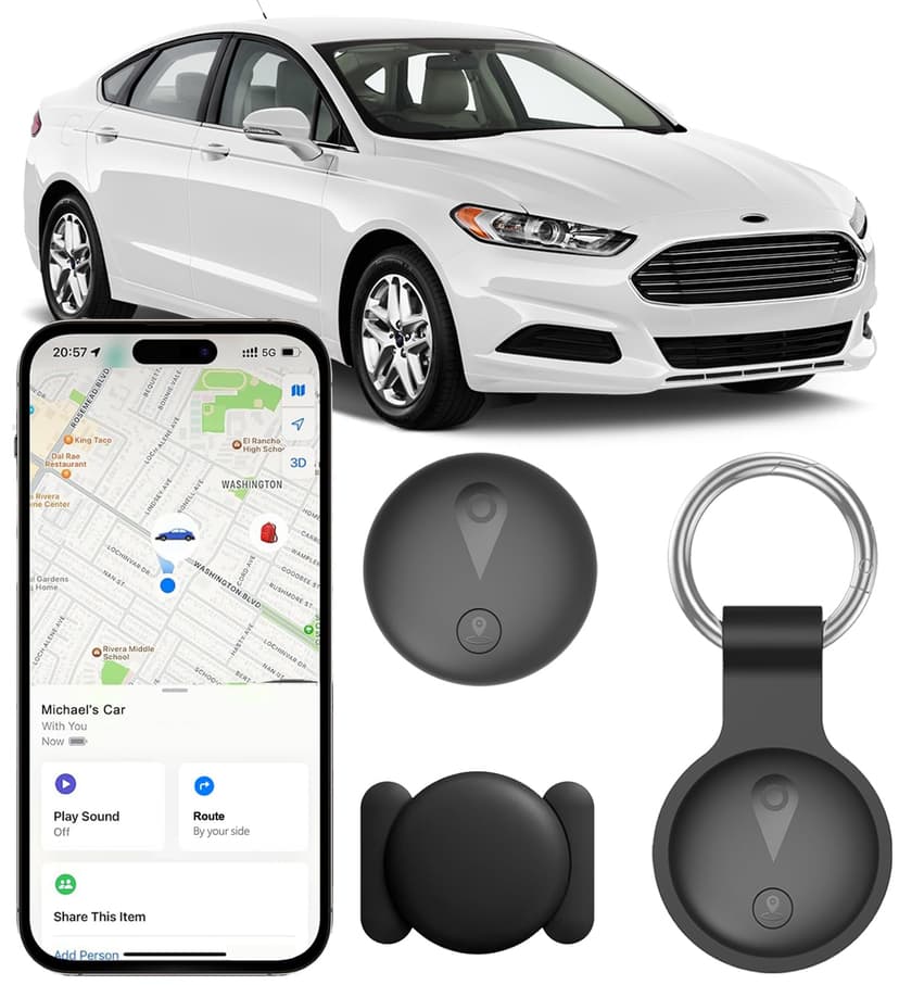 Undetectable GPS Tracker for Vehicles - Real-Time Tracking, No Monthly Fee/No SIM Card, Works with iOS Find My | Mini Hidden Magnetic GPS Locator, Ultra-Slim, IP68 Waterproof, 12-Month Working Time