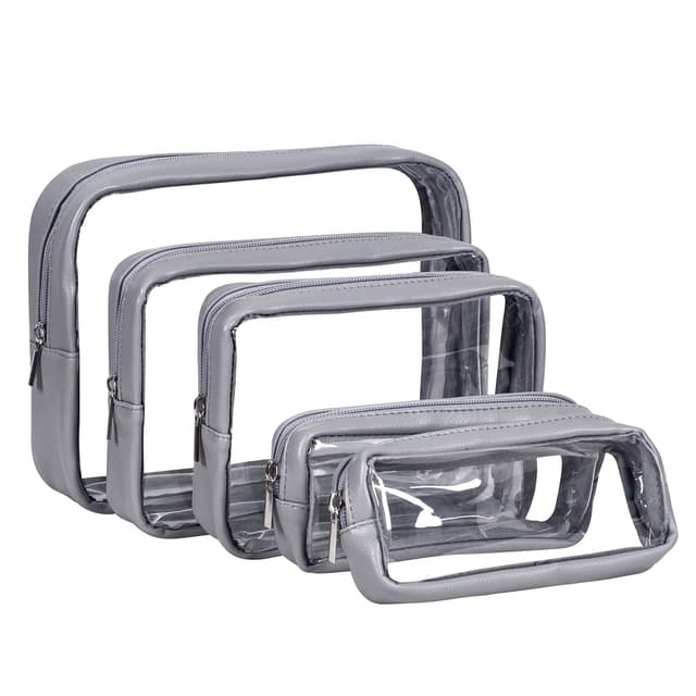 Remobia Hicol TSA Approved 5-Piece Diaper Bag Organizer Pouch Set Clear Waterproof TPU Kids Toiletry Storage Set Travel Packing Clutch Cube Bags for Baby Nursing (Dark Gray)