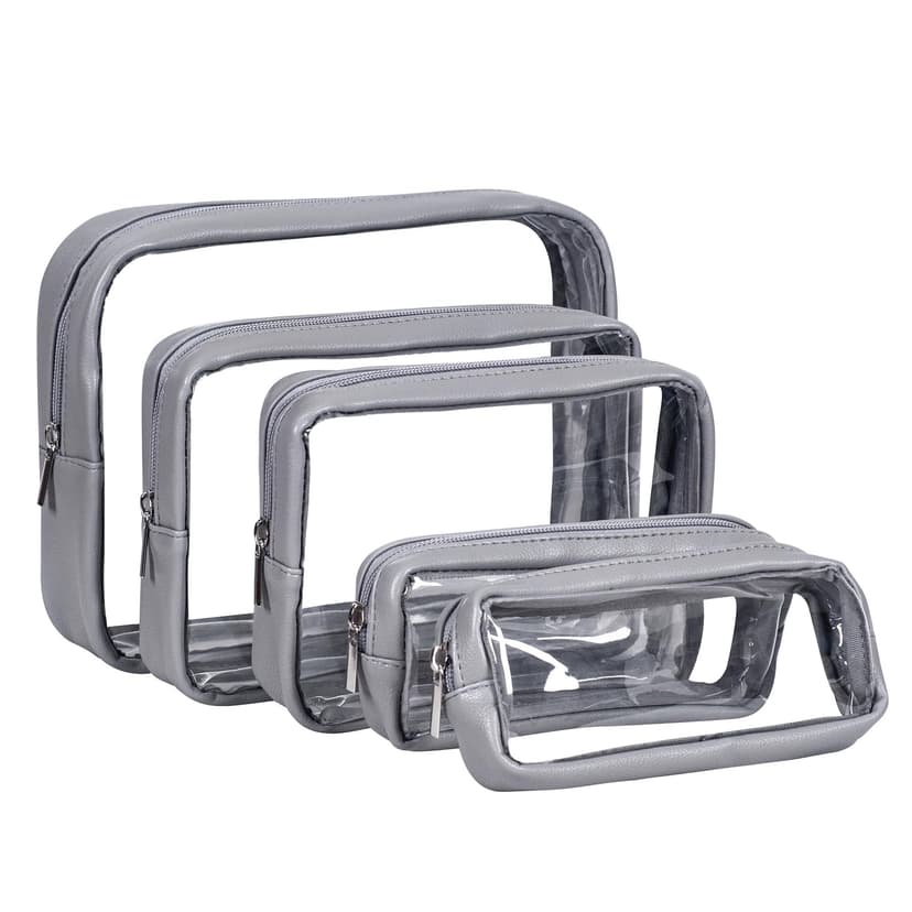 Remobia Hicol TSA Approved 5-Piece Diaper Bag Organizer Pouch Set Clear Waterproof TPU Kids Toiletry Storage Set Travel Packing Clutch Cube Bags for Baby Nursing (Dark Gray)