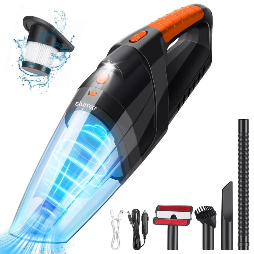 siumxr Handheld Vacuum Cordless,Powerful Suction 30Mins Long Runtime, Dust Busters Cordless Rechargeable with Two Washable Filters,Wet and Dry Hand Held Vacuum Cordless for Home, Car or Office