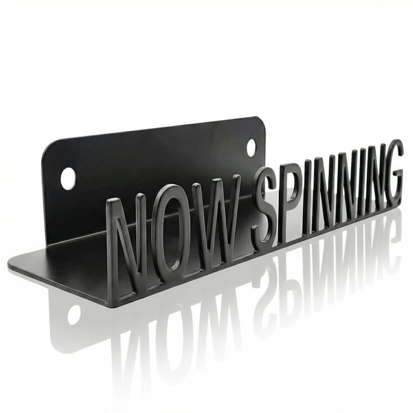 Ahomiwow Metal Now SPINNING Vinyl Record Stand Wall Mount Album Player Display LP Shelf Black Modern Vintage Vinyl Record Display Organization for Music Lovers Record Player Accessory