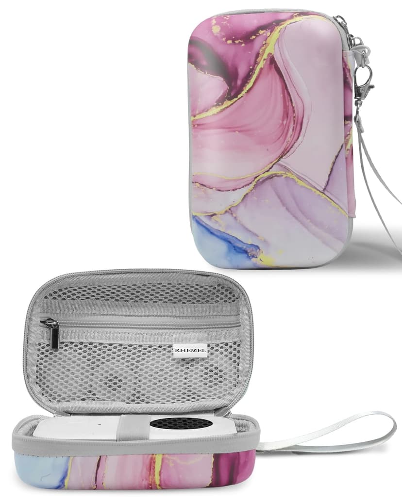RHEMEL Label Maker Case, EVA Travel Case with Designed Pattern, Compatible with D30, P21, E10, D110 Label Maker, Pink Glow