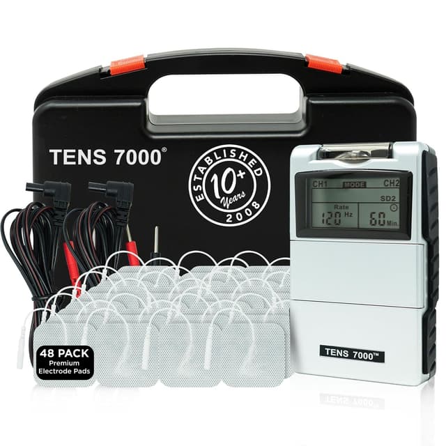 TENS 7000 Digital TENS Unit with Accessories and 48 Electrode Pads - TENS Unit Muscle Stimulator for Back Pain Relief, General Pain Relief, Neck Pain, Sciatica Pain Relief, Nerve Pain Relief