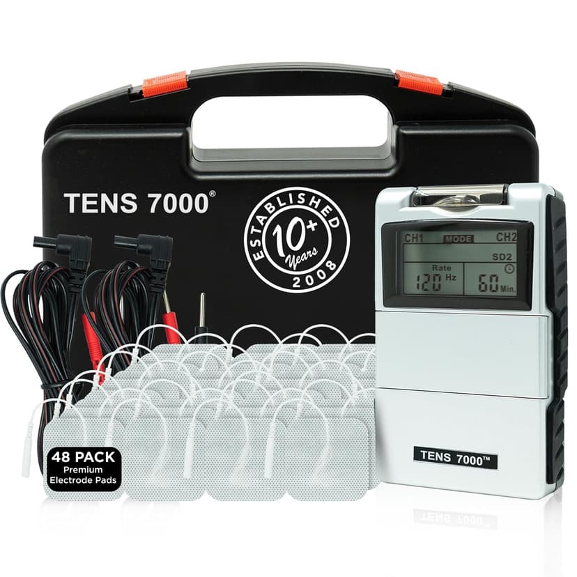 TENS 7000 Digital TENS Unit with Accessories and 48 Electrode Pads - TENS Unit Muscle Stimulator for Back Pain Relief, General Pain Relief, Neck Pain, Sciatica Pain Relief, Nerve Pain Relief