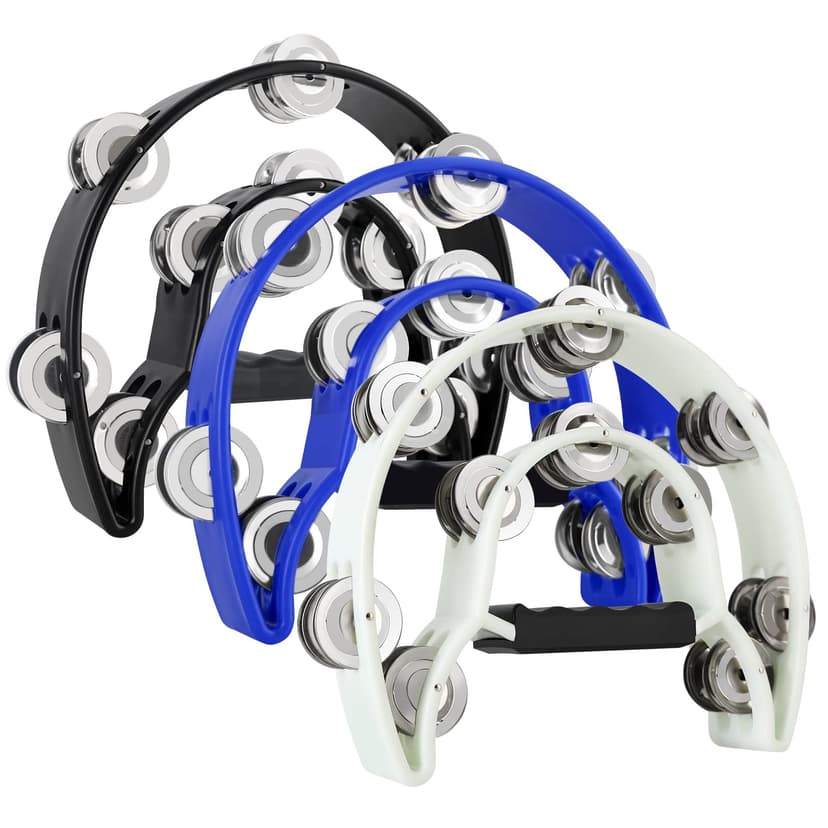 EastRock Double Row Tambourines,Metal Jingles Hand Held Percussion-Half Moon Tambourine for Kids, Adults, KTV, Party
