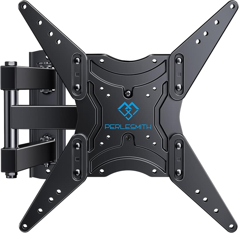 PERLESMITH Full Motion TV Wall Mount for 27-60 Inch Flat & Curved TVs, Single Stud TV Mount with Articulating Swivel Tilt - Wall Mount TV Bracket VESA 400x400mm up to 77 lbs, Perfect Center Design