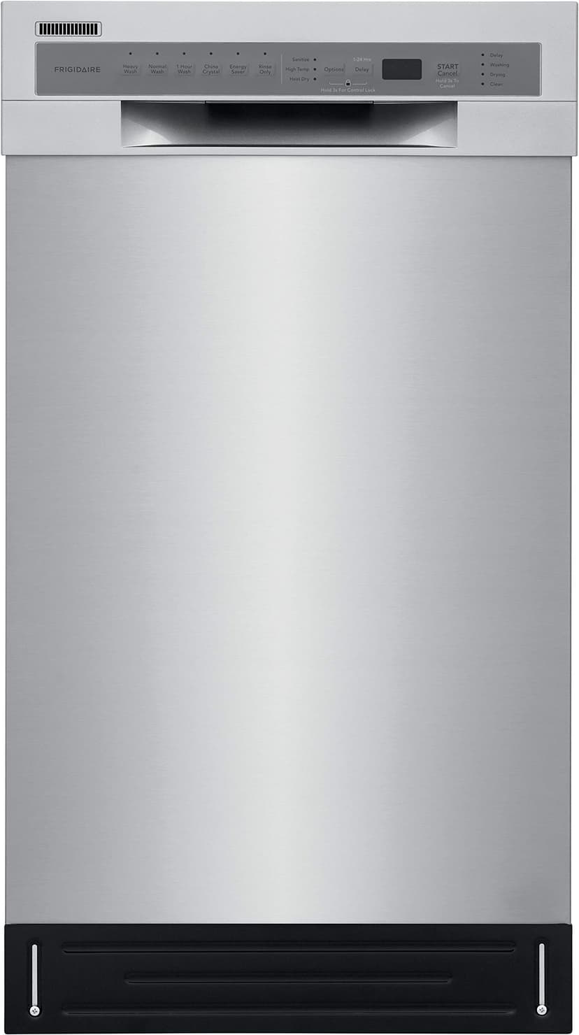 FRIGIDAIRE 18 in. ADA Compact Front Control Dishwasher in Stainless Steel with Dual Spray Arms, 52 dBA, includes room-of-choice delivery