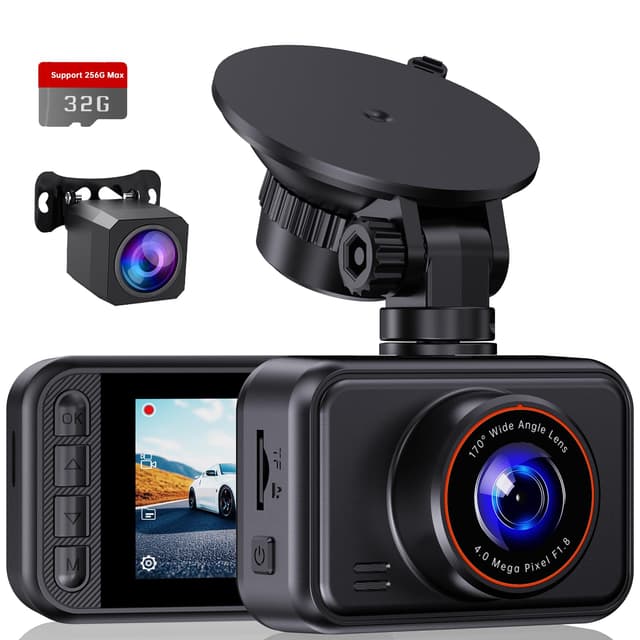 E-YEEGER Dash Cam Front and Rear, 2.5K Dual Dash Camera for Cars, 2560P Mini Car Camera, 2 inch IPS Screen, 32GB Card Included, WDR Night Vision, 24 Hours Parking Monitor, G-Sensor, Support 256 GB Max