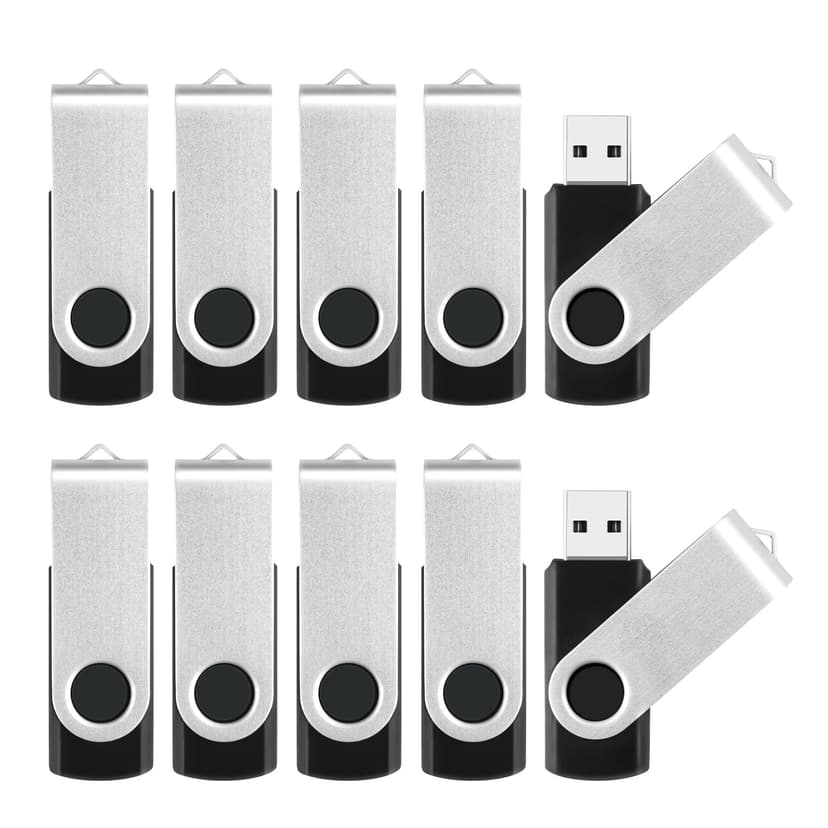 8GB Flash Drive 10 Pack Bulk USB Flash Drives, USB2.0 Thumb Drive USB Stick for Data Storage Backup, Jump Drive Pen Drive Zip Drive Memory Stick with Indicator, USB Storage Flash Drive Swivel Design