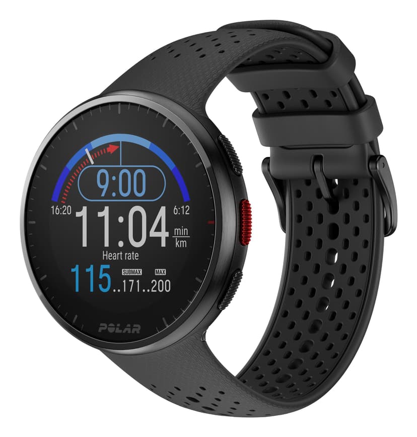 POLAR Pacer Pro Advanced Ultra-Light GPS Fitness Tracker Smartwatch for Runners with Training Program & Recovery Tools; S-L, for Men or Women, Grey-Black