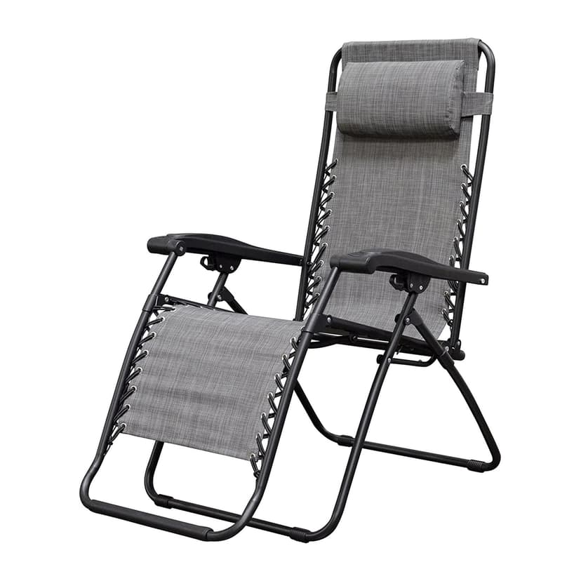 Caravan Sports Zero Gravity Outdoor Portable Folding Camping Lawn Deck Patio Pool Recliner Lounge Chair for Adults, Adjustable Headrest, Gray