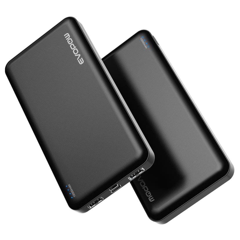 Evopow 2 Pack Portable Charger, Slimmer 10000mAh Power Bank, USB C in&Out Fast Charging Battery Pack, Portable Power Bank for iPhone 16 15 14 13 12 iPad Samsung S23 S22 Pixel and Heated Vest (Black)