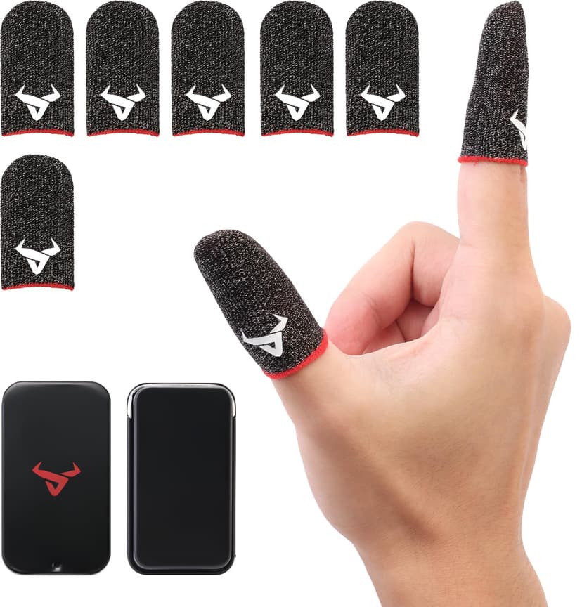 6 Pack Finger Sleeves for Gaming,Thumb Sleeves for Mobile Gaming,Anti Sweat,Ultra Thin,0.3mm Silver Fiber,Suitable for Most Gamers,Gaming Finger Gloves for PUBG COD Dedales Gamer,Covers