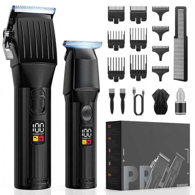 Professional Hair Clippers for Men Cordless Trimmers Kit with LED Display Electric Beard Trimmer for Kid Cordless Beards Trimmer Haircut Grooming Kit Gift for Men Women Barber Kids (Black)