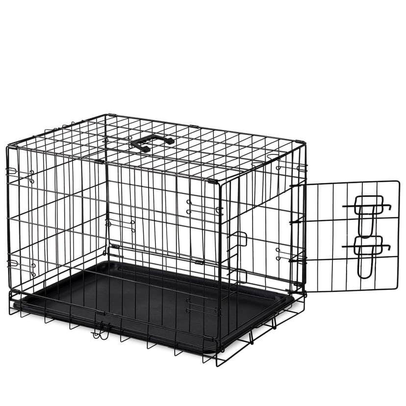 DUMOS Dog Crate, 30 Inch Medium Single Door Dog Cage with Plastic Leak-Proof Pan Tray, Folding Metal Wire Pet Kennel for Indoor, Outdoor, Travel