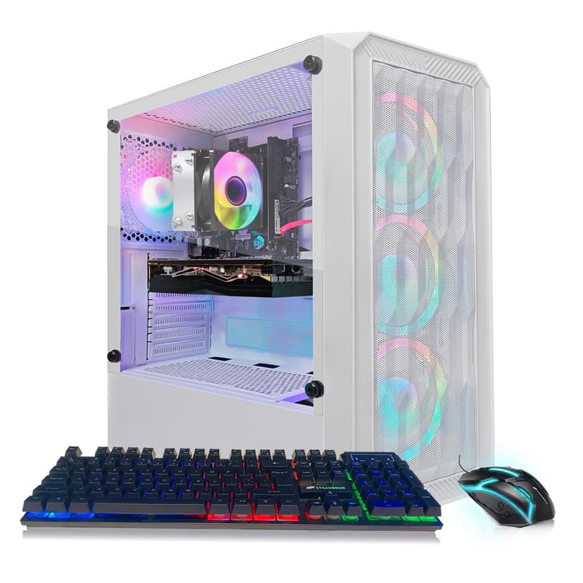 STGAubron Gaming PC Computer Desktop, AMD Ryzen 5 2600 up to 3.9G, GeForce RTX 3050 6G, 16GB DDR4, 1TB SSD, WiFi 6, BT 5.2, RGB Fan x4, Windows 11 Home
