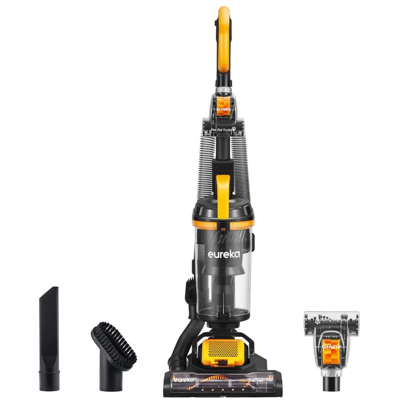 Eureka Powerful Upright Vacuum Cleaner for Home Pet Hair, Lightweight Household Upright Vacuum for Carpet and Hard Floor, MaxSwivel Pro NEU350 with Pet Tool, Yellow