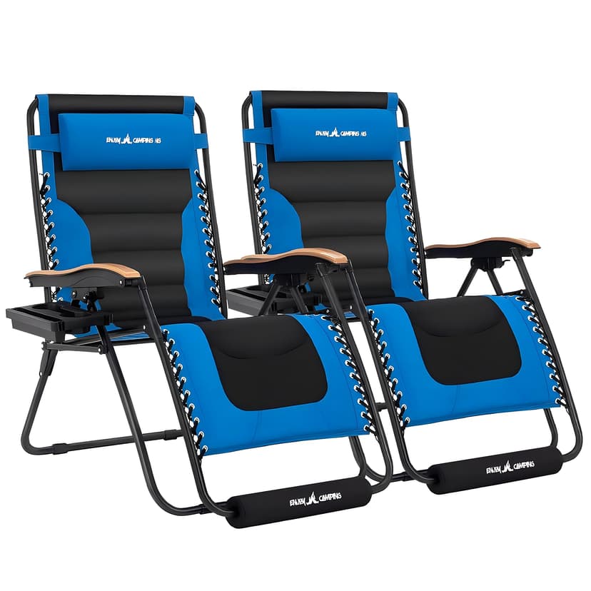 UDPATIO Oversized Zero Gravity Chair Outdoor, Anti Gravity Patio Padding Chairs Folding Adjustable with Cup Holder, Foot Pad & Padded Headrest, Supports 500lbs