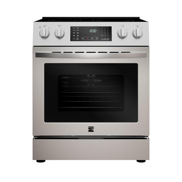 Kenmore Front Control Electric Range Oven with 5 Cooktop Elements with 7 Cooking Power Options, True Convection, Steam and Self Clean, Freestanding Oven, 4.8 cu. ft. Capacity Stainless Steel