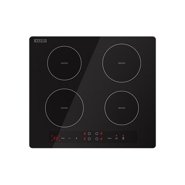 Empava 24” Electric Stove Induction Cooktop with 4 Power Boost Burners Smooth Surface Vitro Ceramic Glass in Black, 24 Inch