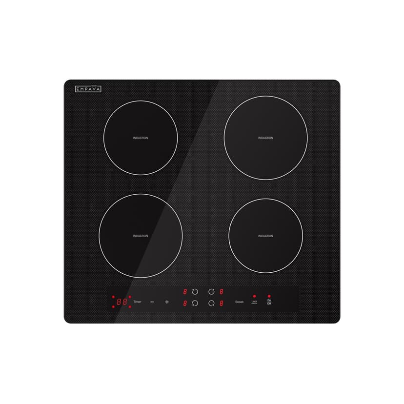 Empava 24” Electric Stove Induction Cooktop with 4 Power Boost Burners Smooth Surface Vitro Ceramic Glass in Black, 24 Inch