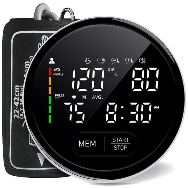 FOTOSY Blood Pressure Monitor Upper Arm Automatic Monitors for Home Use Adjustable 8.7"-16.5" Cuff Voice Broadcast Large Backlit Display 240 Sets Memory with Storage Bag