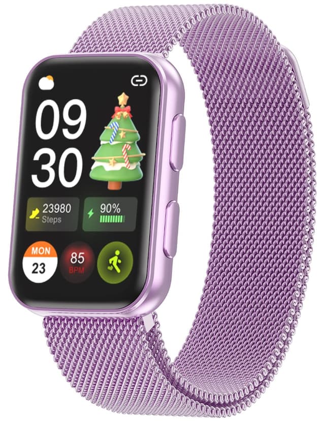 MorePro Health Fitness Tracker with Blood oxy-gen Monitor and 24/7 Heart Rate and Blood Pressure, Sleep Monitor, 120+ Sport Modes Waterproof Fitness Watch for Women Men Android iOS, Orchid Purple