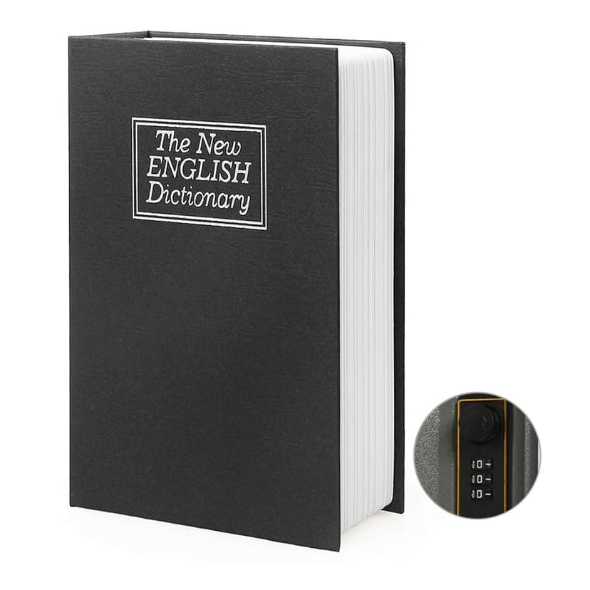 Diversion Book Safe Storage Box (9.5"×6"×2.2"), Dictionary Secret Safe Can with Security Combination Lock, Diversion Book Hidden Safe (Black dictionary,Combination)