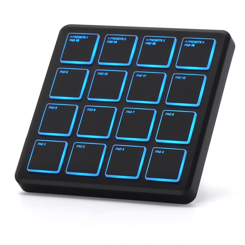 M-VAVE Wireless MIDI Controller Pads, 4.1 * 4.1 Inch, 0.28 LBS, Bluetooth Portable USB with 16 Drum, Note Repeat, Full Level Buttons, Rechargeable battery (Black Pocket)