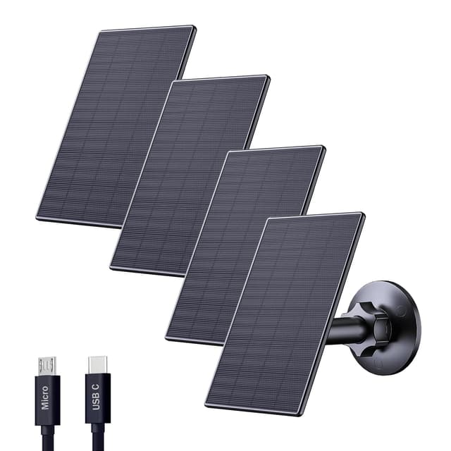 Zivif Solar Panel for Security Camera, 2W USB Solar Panel, Solar Charger Compatible for Rechargeable Battery Security Camera, USB C Solar Outdoor Camera with 360° Adjustable Mount, Black (4 Pack)