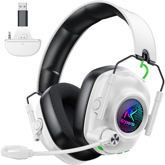 Wireless Gaming Headset for Xbox Series X|S, Xbox One, PC, PS5, PS4, Mac, Switch, 2.4 GHz Wireless & Bluetooth 5.4 Gaming Headphones with Noise Canceling Microphone, 50Hr Battery, 50mm Drivers-White