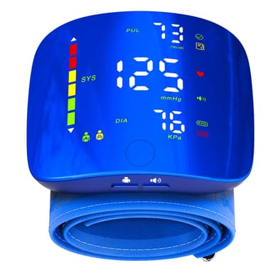 Wrist Blood Pressure Monitor, Rechargeable Blood Pressure Cuff with Large LED Screen - 2 * 99 Sets of Memory, One-Button Turn On/Off Voice & Switch User