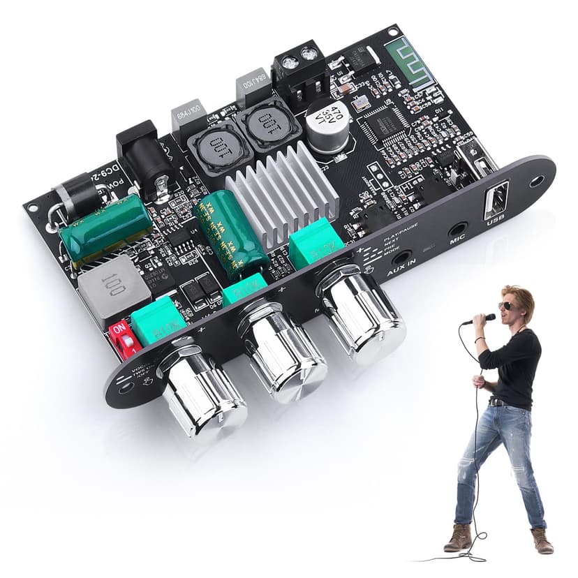 ZK-1001UM Bluetooth Amp 100W Mono Amplifier Board with TWS Box, Stereo Audio Amps with Boost for Home Outdoor DIY Speakers, DC 9-24V, MIC and Reverb, Supports BT/USB/AUX Input