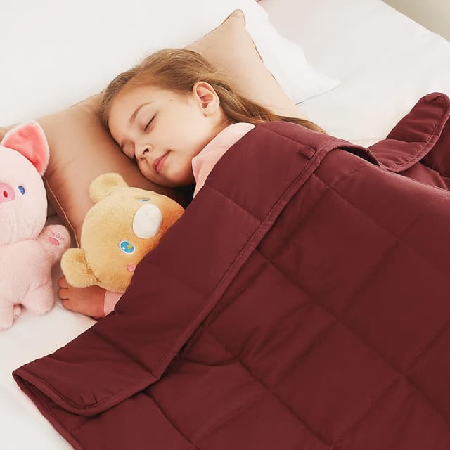 CuteKing Weighted Blanket - Weighted Blanket with Premium Glass Beads - Breathable Heavy Blanket for Comfort Sleep - Thick Blanket All Season (7lbs, 40"x60", Claret Red)