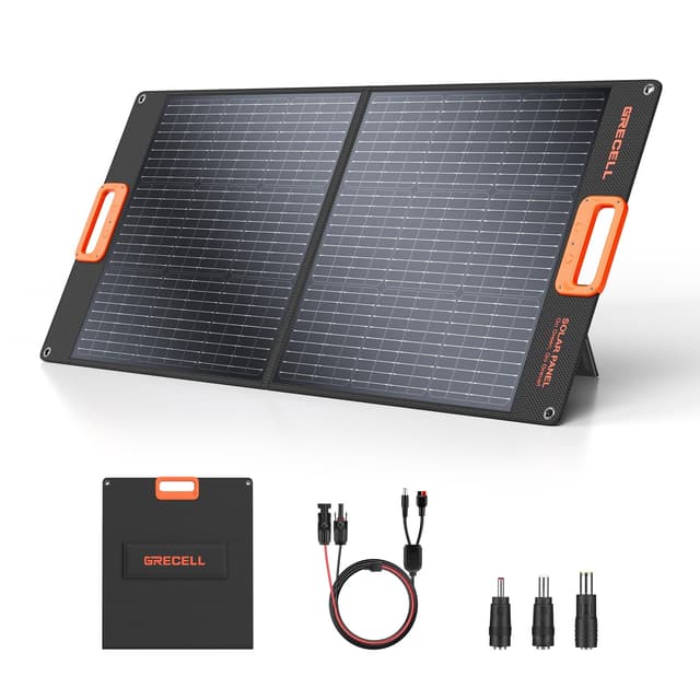 GRECELL 100W Portable Solar Panel for Power Station Generator, 20V Foldable Solar Cell Solar Charger with High-Efficiency Battery Charger for Outdoor Camping Van RV Trip