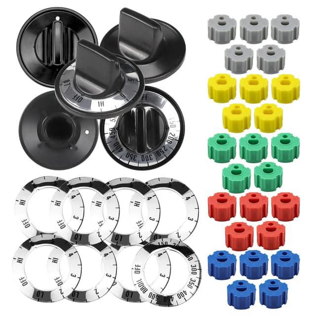 AMI PARTS Electric Range Burner Knob Kit KN002 RKE Electric Range Oven Knob Handle Kit Compatible with Whirlpool Gas Stove Replace TJKN002&RK103.
