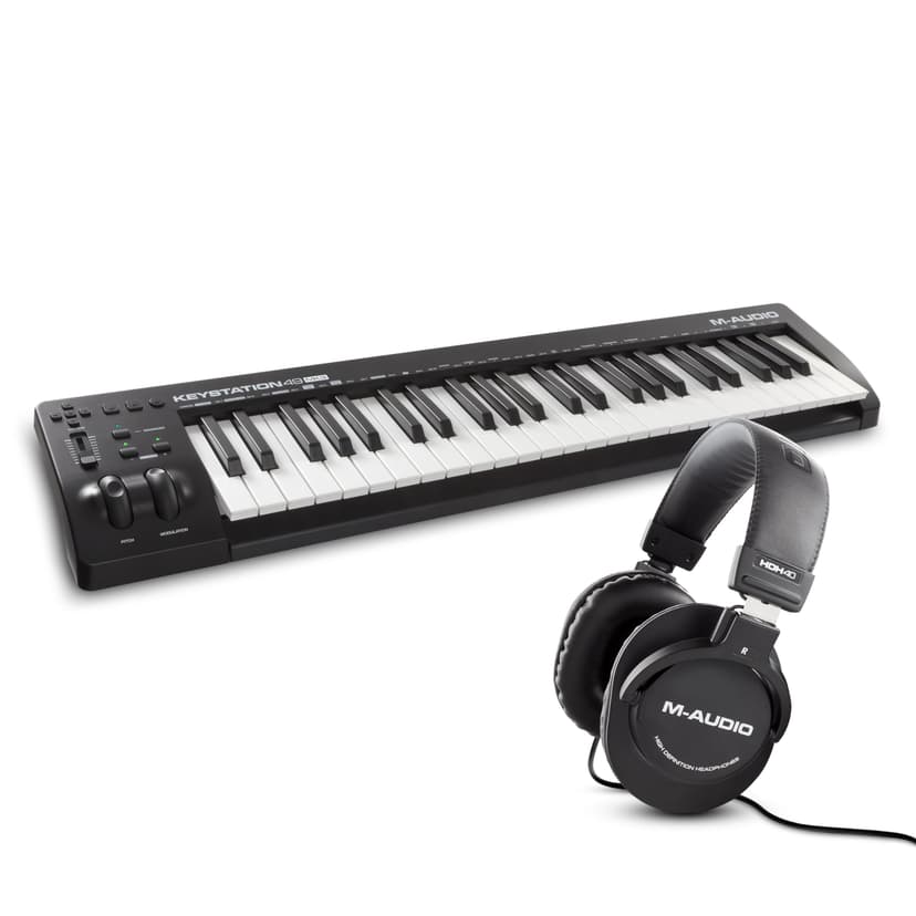 M-AUDIO Keystation 49 MIDI Controller Bundle with Heaphones for Studio Recording, Music Production, Podcasting, Streaming