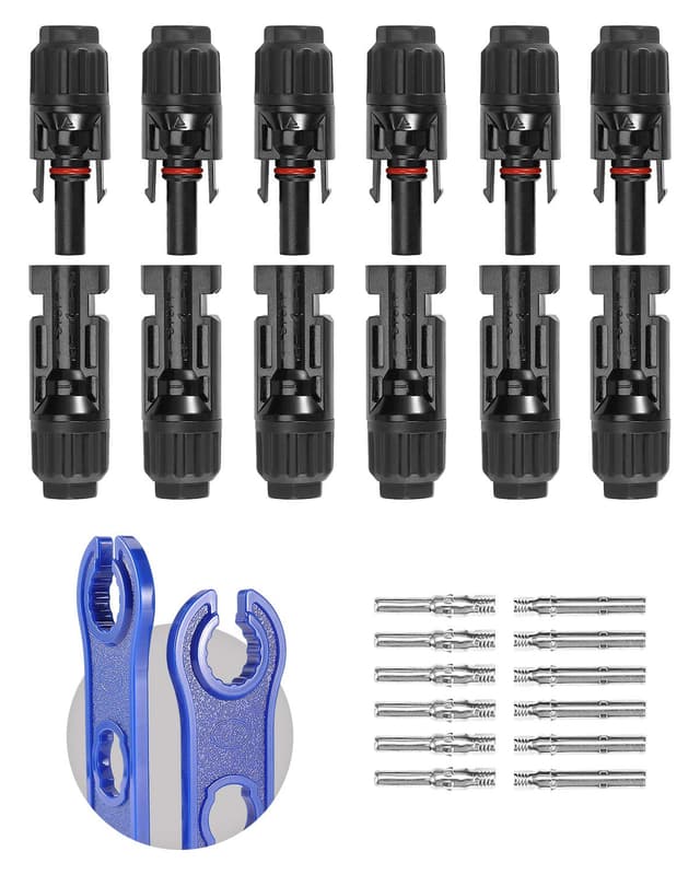 BougeRV 12 PCS Solar Connectors with Spanners Solar Panel Cable Connectors 6 Pairs Male/Female(10AWG)